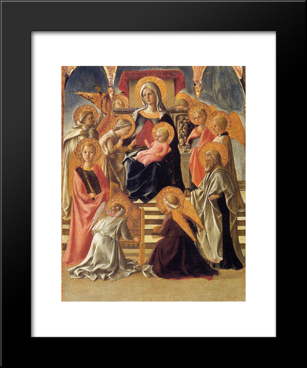 Madonna And Child Enthroned With Saints 20x24 Black Modern Wood Framed Art Print Poster by Lippi, Filippo