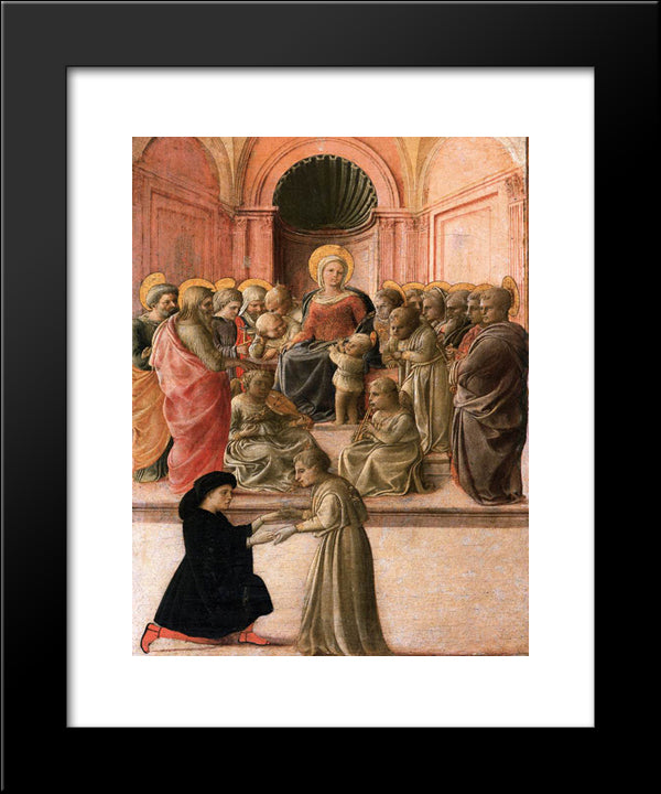 Madonna And Child With Saints, Angels And A Donor 20x24 Black Modern Wood Framed Art Print Poster by Lippi, Filippo