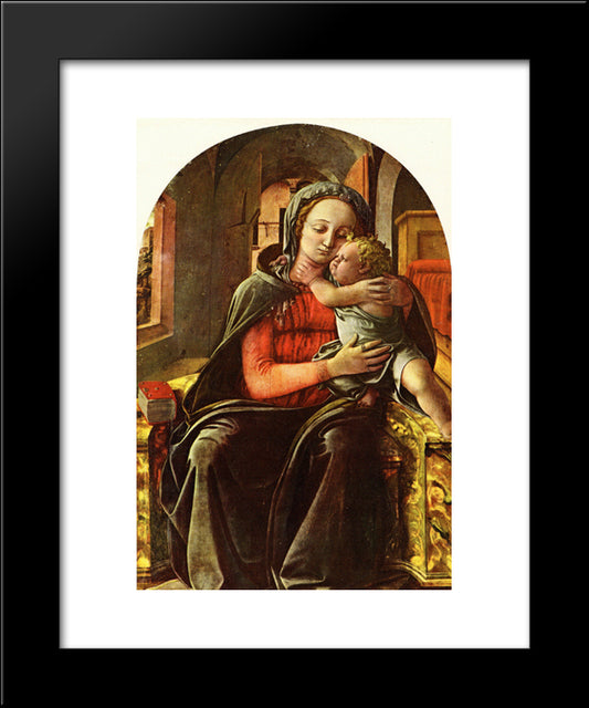 Madonna Enthroned 20x24 Black Modern Wood Framed Art Print Poster by Lippi, Filippo