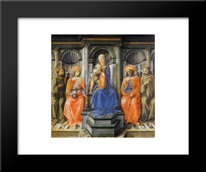 Madonna Enthroned With Saints 20x24 Black Modern Wood Framed Art Print Poster by Lippi, Filippo