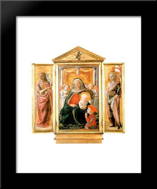 Madonna Of Humility With Angels And Donor 20x24 Black Modern Wood Framed Art Print Poster by Lippi, Filippo