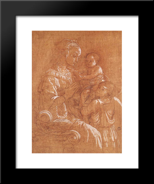 Madonna With The Child And Two Angels 20x24 Black Modern Wood Framed Art Print Poster by Lippi, Filippo