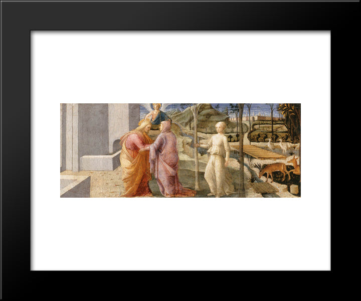 Meeting Of Joachim And Anne At The Golden Gate 20x24 Black Modern Wood Framed Art Print Poster by Lippi, Filippo