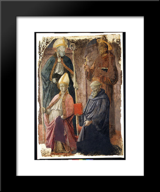 Saints Augustin And Francis, A Bishop Saint, And Saint Benedict 20x24 Black Modern Wood Framed Art Print Poster by Lippi, Filippo