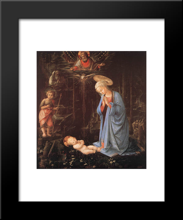 The Adoration Of The Infant Jesus 20x24 Black Modern Wood Framed Art Print Poster by Lippi, Filippo