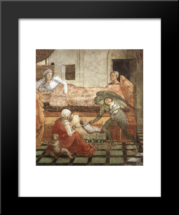 The Birth And Infancy Of St. Stephen (Detail) 20x24 Black Modern Wood Framed Art Print Poster by Lippi, Filippo