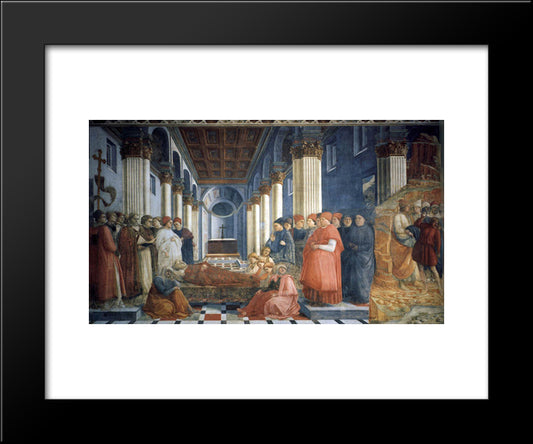 The Funeral Of St. Stephen 20x24 Black Modern Wood Framed Art Print Poster by Lippi, Filippo