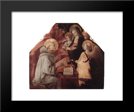 The Virgin Appears To St. Bernard 20x24 Black Modern Wood Framed Art Print Poster by Lippi, Filippo