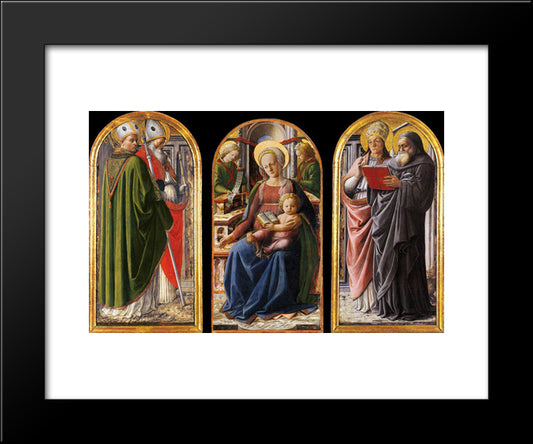 Triptych 20x24 Black Modern Wood Framed Art Print Poster by Lippi, Filippo