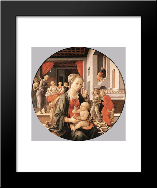 Virgin With The Child And Scenes From The Life Of St. Anne 20x24 Black Modern Wood Framed Art Print Poster by Lippi, Filippo