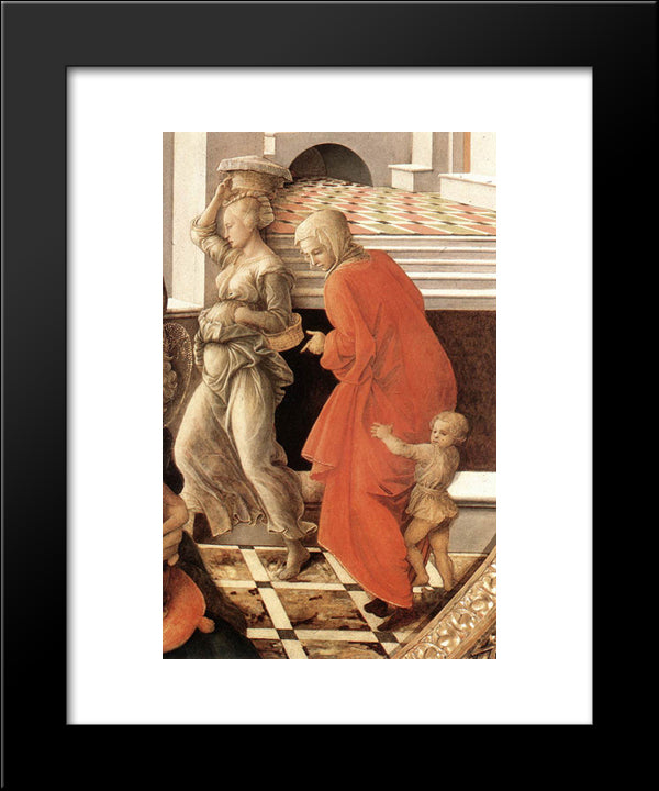 Virgin With The Child And Scenes From The Life Of St. Anne (Detail) 20x24 Black Modern Wood Framed Art Print Poster by Lippi, Filippo