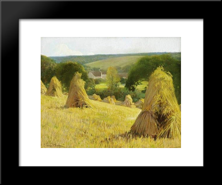 Sheaves Of Corn 20x24 Black Modern Wood Framed Art Print Poster by Baes, Firmin