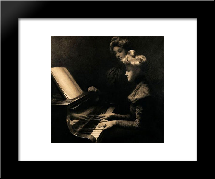 The Piano Lesson 20x24 Black Modern Wood Framed Art Print Poster by Baes, Firmin