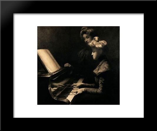 The Piano Lesson 20x24 Black Modern Wood Framed Art Print Poster by Baes, Firmin