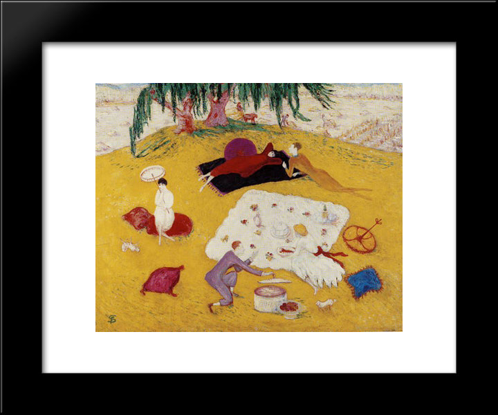 Picnic At Bedford Hills 20x24 Black Modern Wood Framed Art Print Poster by Stettheimer, Florine