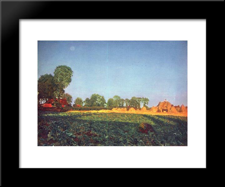 At The Grain Harvest 20x24 Black Modern Wood Framed Art Print Poster by Brown, Ford Madox