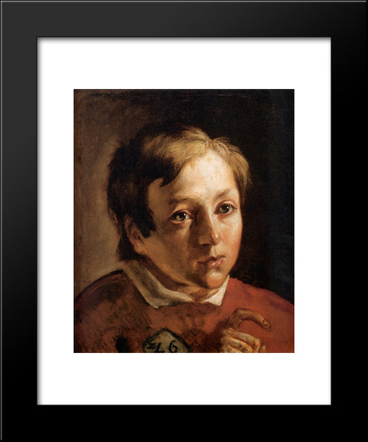 Head Of A Page Boy 20x24 Black Modern Wood Framed Art Print Poster by Brown, Ford Madox