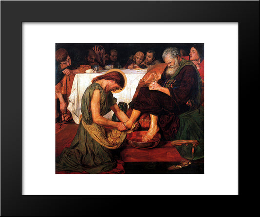 Jesus Washing Peter'S Feet 20x24 Black Modern Wood Framed Art Print Poster by Brown, Ford Madox