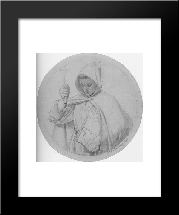 Study Of A Monk, Representing Catholic Faith 20x24 Black Modern Wood Framed Art Print Poster by Brown, Ford Madox