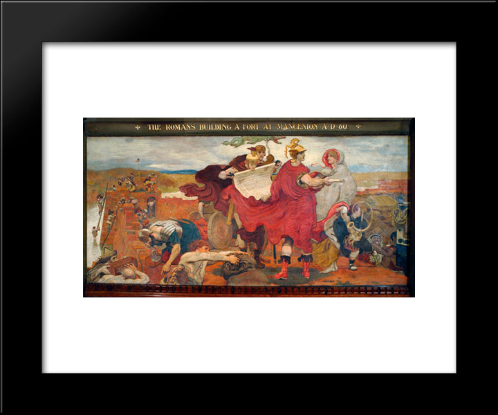 The Romans Building A Fort At Mancenion 20x24 Black Modern Wood Framed Art Print Poster by Brown, Ford Madox