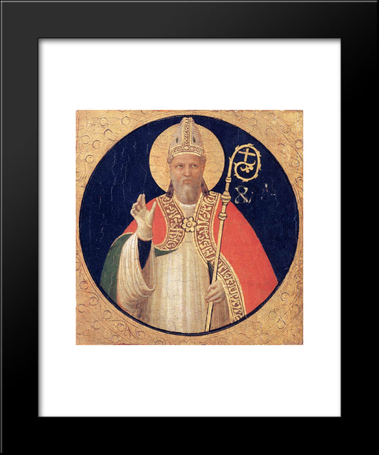 A Bishop Saint 20x24 Black Modern Wood Framed Art Print Poster by Angelico, Fra