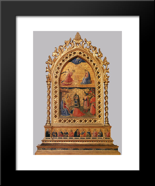 Annunciation And Adoration Of The Magi 20x24 Black Modern Wood Framed Art Print Poster by Angelico, Fra