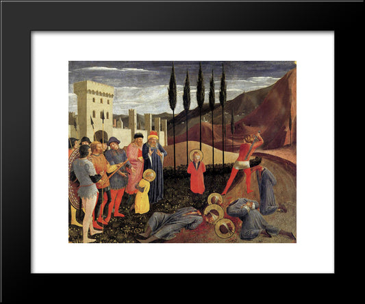 Beheading Of Saint Cosmas And Saint Damian 20x24 Black Modern Wood Framed Art Print Poster by Angelico, Fra