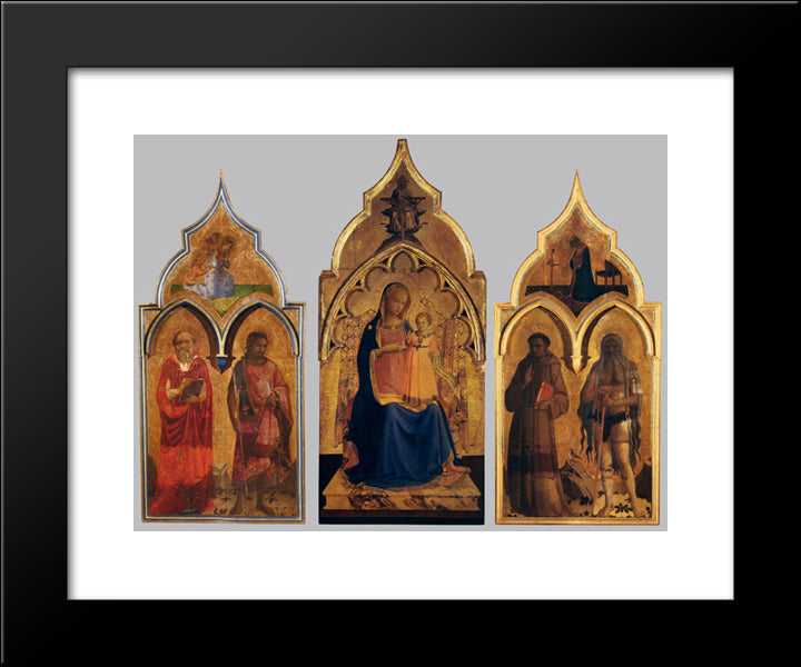 Compagnia Di San Francesco Altarpiece 20x24 Black Modern Wood Framed Art Print Poster by Angelico, Fra
