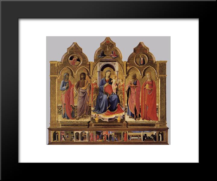 Cortona Polyptych 20x24 Black Modern Wood Framed Art Print Poster by Angelico, Fra