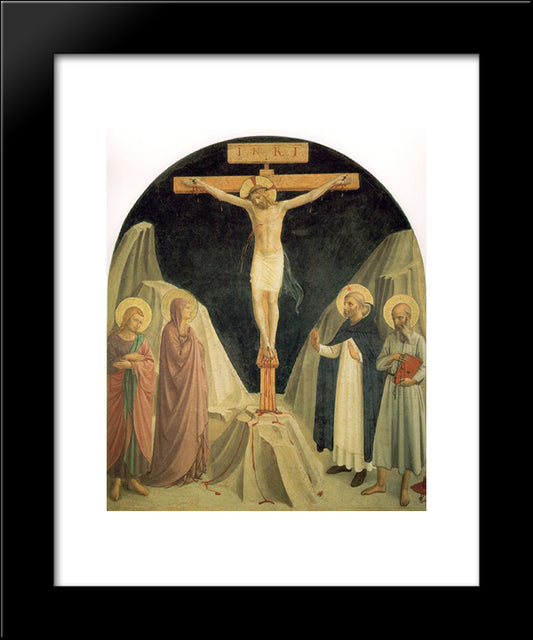 Crucified Christ With Saint John The Evangelist 20x24 Black Modern Wood Framed Art Print Poster by Angelico, Fra