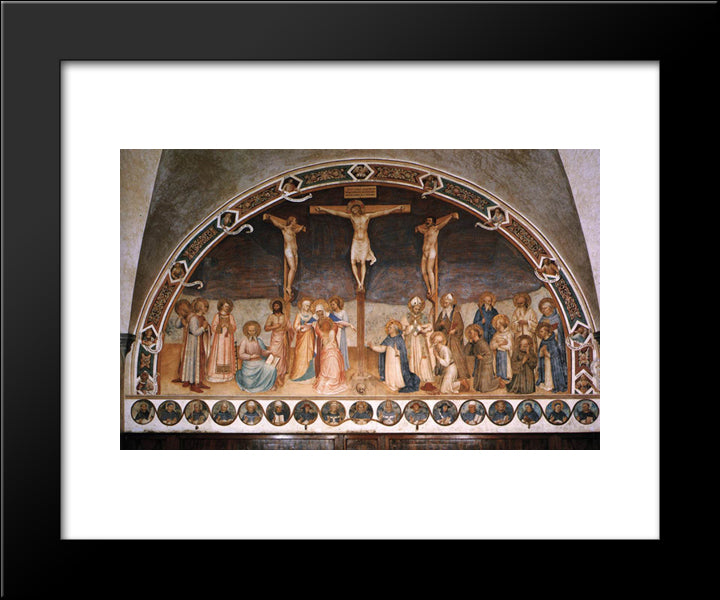 Crucifixion And Saints 20x24 Black Modern Wood Framed Art Print Poster by Angelico, Fra