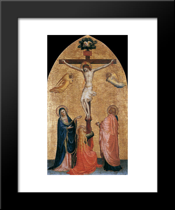Crucifixion With The Virgin, John The Evangelist, And Mary Magdelene 20x24 Black Modern Wood Framed Art Print Poster by Angelico, Fra