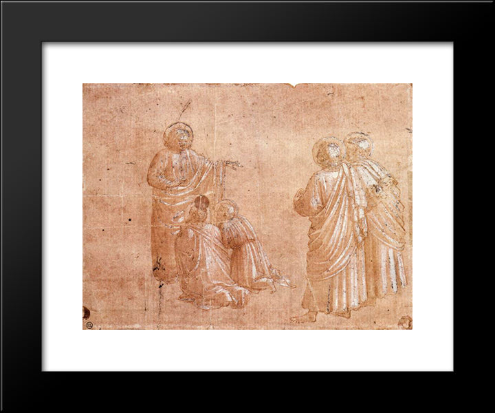 Institution Of The Eucharist 20x24 Black Modern Wood Framed Art Print Poster by Angelico, Fra