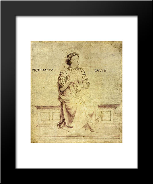 King David Playin A Psaltery 20x24 Black Modern Wood Framed Art Print Poster by Angelico, Fra