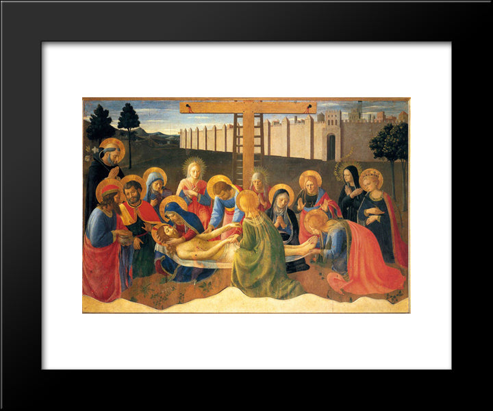 Lamentation Over Christ 20x24 Black Modern Wood Framed Art Print Poster by Angelico, Fra