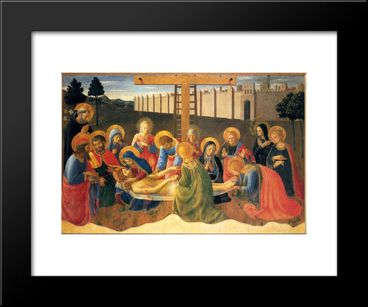 Lamentation Over Christ 20x24 Black Modern Wood Framed Art Print Poster by Angelico, Fra