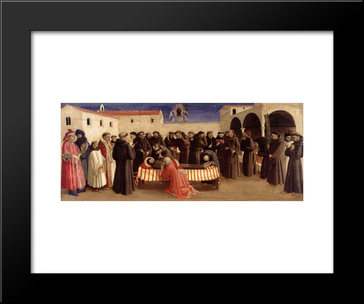 Lamentation Over St. Francis 20x24 Black Modern Wood Framed Art Print Poster by Angelico, Fra
