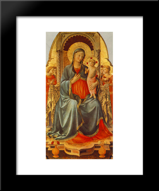 Madonna With The Child And Angels 20x24 Black Modern Wood Framed Art Print Poster by Angelico, Fra