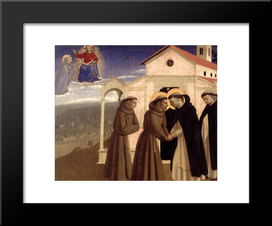 Meeting Of St. Francis And St. Dominic 20x24 Black Modern Wood Framed Art Print Poster by Angelico, Fra