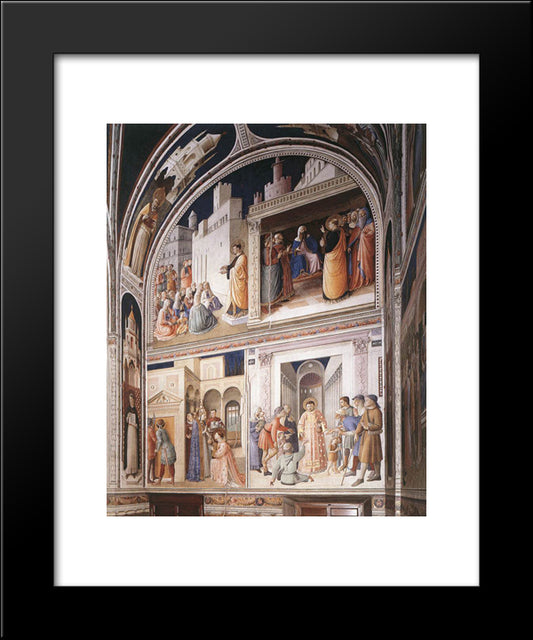 Scenes From The Lives Of Sts. Lawrence And Stephen 20x24 Black Modern Wood Framed Art Print Poster by Angelico, Fra