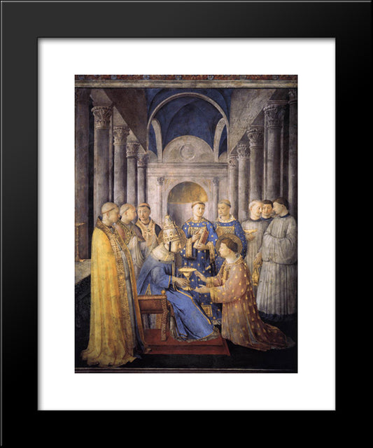 St. Peter Consacrates St. Lawrence As Deacon 20x24 Black Modern Wood Framed Art Print Poster by Angelico, Fra