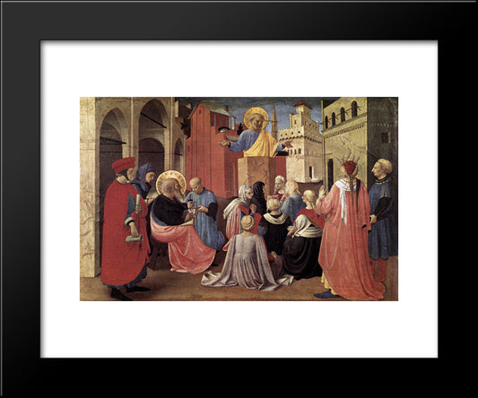 St. Peter Preaching In The Presence Of St. Mark 20x24 Black Modern Wood Framed Art Print Poster by Angelico, Fra