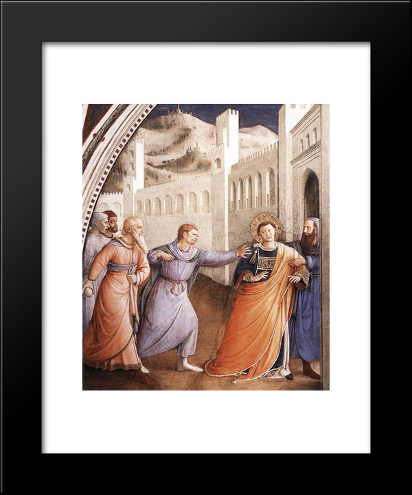 St. Stephen Being Led To His Martyrdom 20x24 Black Modern Wood Framed Art Print Poster by Angelico, Fra