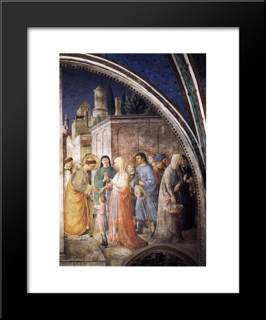 St. Stephen Distributing Alms 20x24 Black Modern Wood Framed Art Print Poster by Angelico, Fra