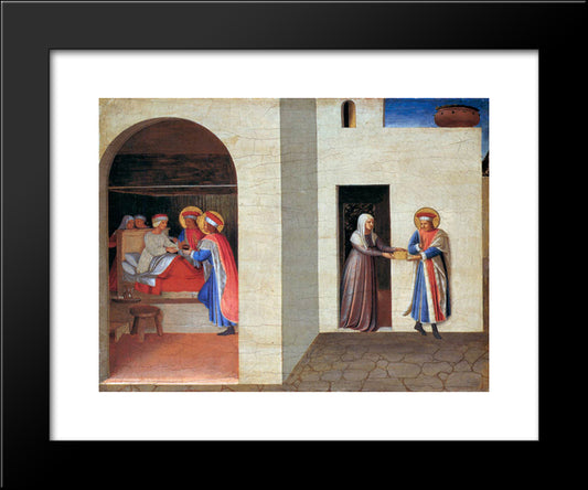 The Healing Of Palladia By Saint Cosmas And Saint Damian 20x24 Black Modern Wood Framed Art Print Poster by Angelico, Fra