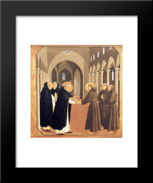 The Meeting Of Sts. Dominic And Francis Of Assisi 20x24 Black Modern Wood Framed Art Print Poster by Angelico, Fra