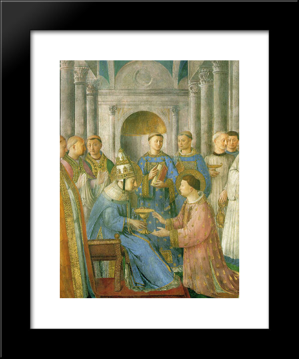 The Ordination Of St. Lawrence 20x24 Black Modern Wood Framed Art Print Poster by Angelico, Fra