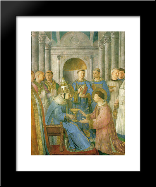 The Ordination Of St. Lawrence 20x24 Black Modern Wood Framed Art Print Poster by Angelico, Fra