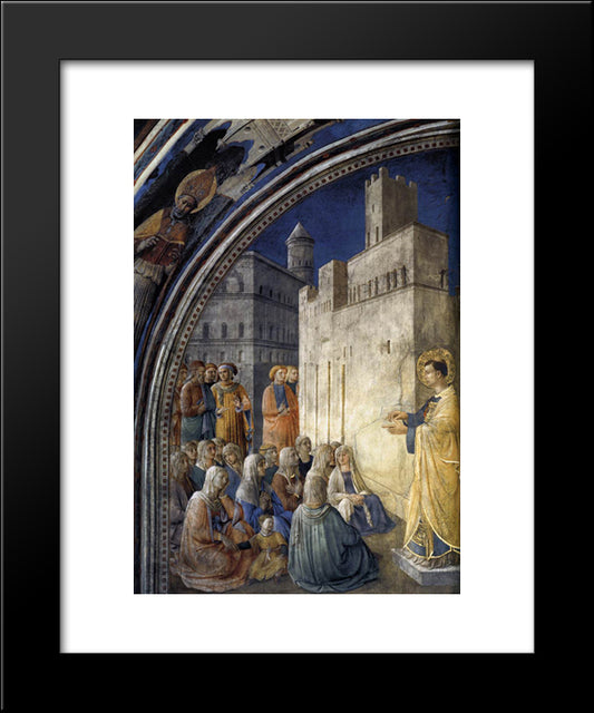 The Sermon Of St. Stephen 20x24 Black Modern Wood Framed Art Print Poster by Angelico, Fra