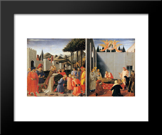 The Story Of St. Nicholas 20x24 Black Modern Wood Framed Art Print Poster by Angelico, Fra